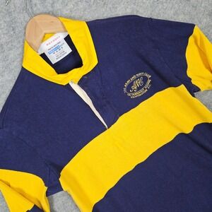 Maxmore Men's‎ Navy Blue & Yellow Rugby Shirt Size 44 L-XL Army Navy Club SMUDGE
